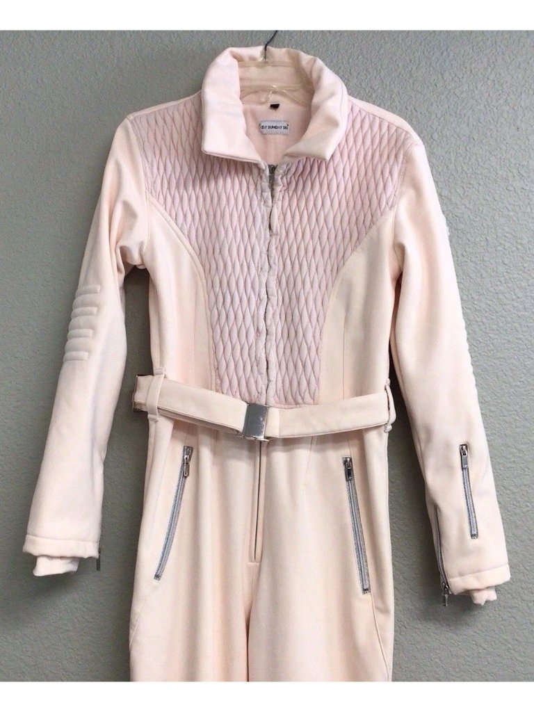 My Sunday Ski Suit Pink Women’s Size Large One Piece Silver Zippers Flaw — image 3 of 8